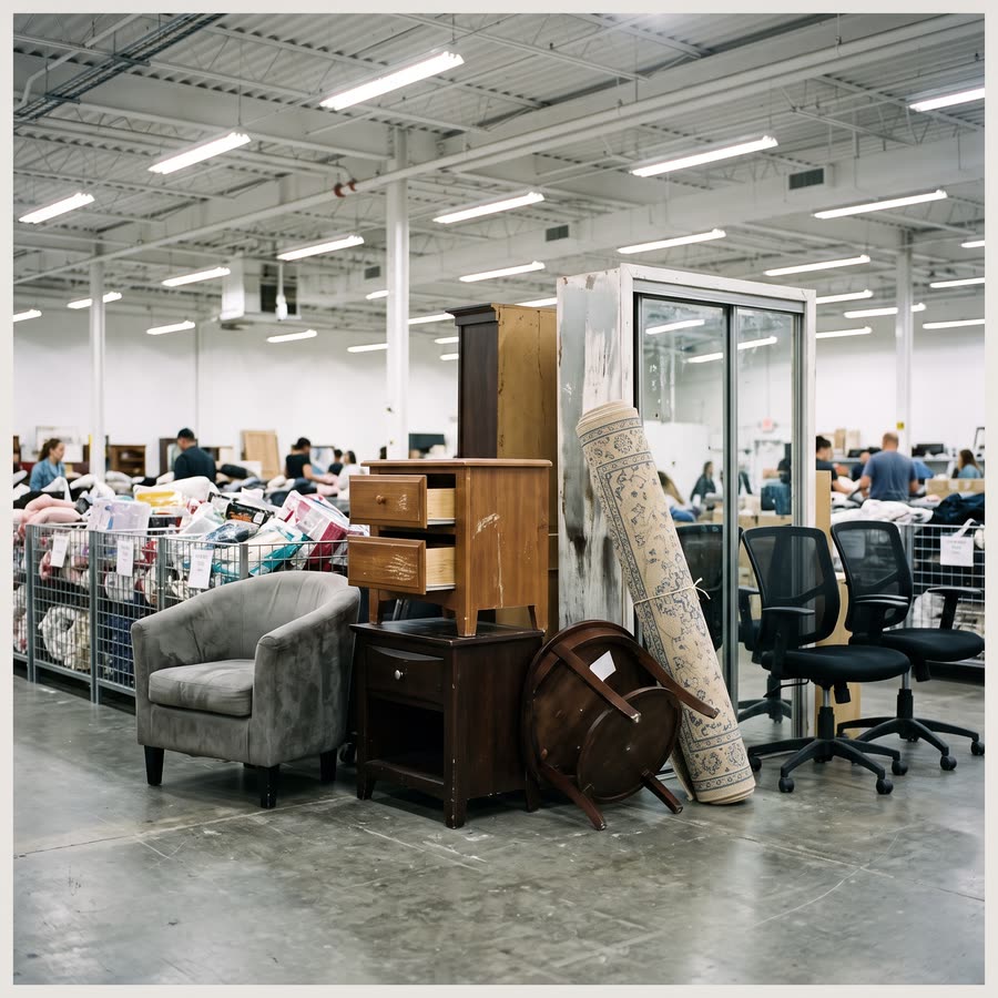 Second-hand furniture on the floor